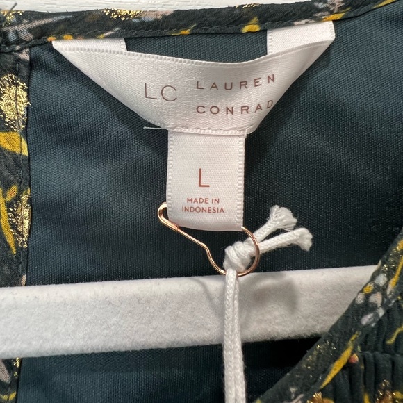 NWT LC Lauren Conrad Smocked Yoke Babydoll Dress, fall & winter colors gold - Picture 5 of 13